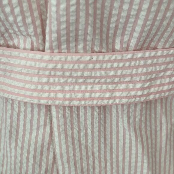 Bill Blass Seersucker Pink/White Women's Belted Robe Front Logo&2 Side Pockets - Picture 9 of 11